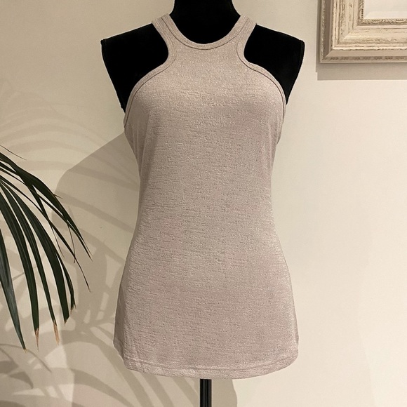 SEDUCE Tops - SEDUCE Knit Beige Top Stretch American Halter Neckline Fully Lined City Boho 10